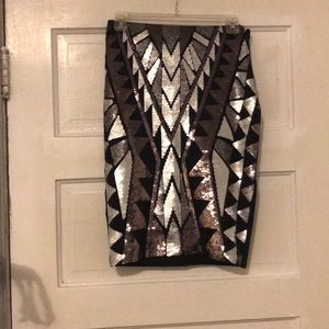 Aztec Sequin Pencil Skirt